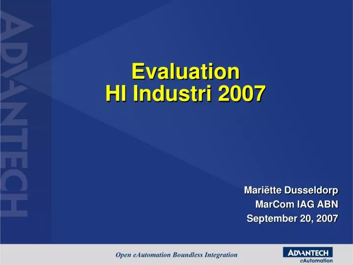 evaluation hi industri 2007