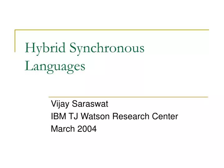 hybrid synchronous languages