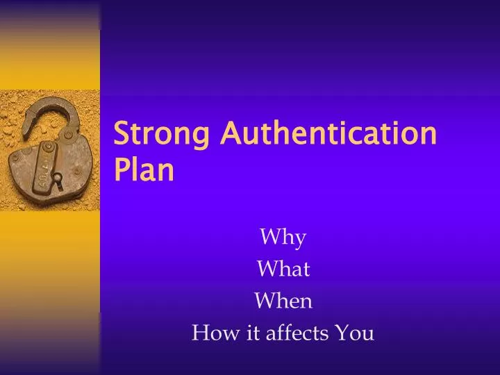 strong authentication plan
