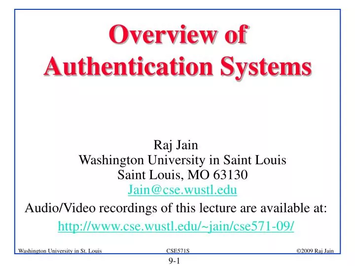 overview of authentication systems
