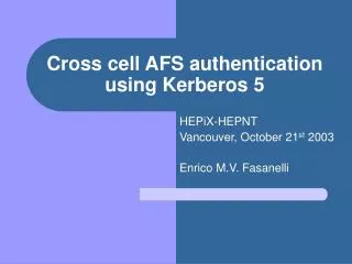Cross cell AFS authentication using Kerberos 5