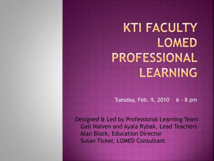 kti faculty lomed professional learning