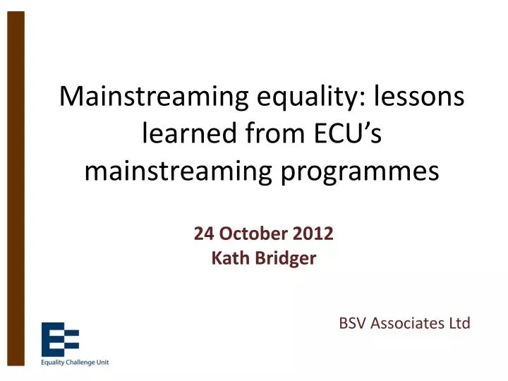 mainstreaming equality lessons learned from ecu s mainstreaming programmes