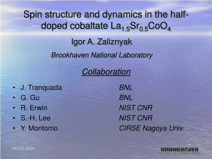 spin structure and dynamics in the half doped cobaltate la 1 5 sr 0 5 coo 4
