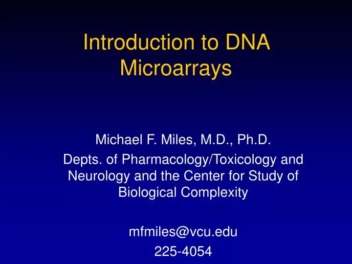 introduction to dna microarrays