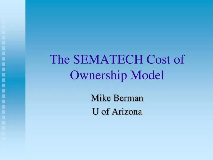 the sematech cost of ownership model