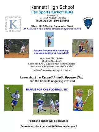 Kennett High School Fall Sports Kickoff BBQ Sponsored by The Kennett Athletic Booster Club