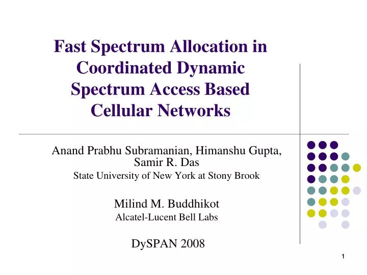 fast spectrum allocation in coordinated dynamic spectrum access based cellular networks