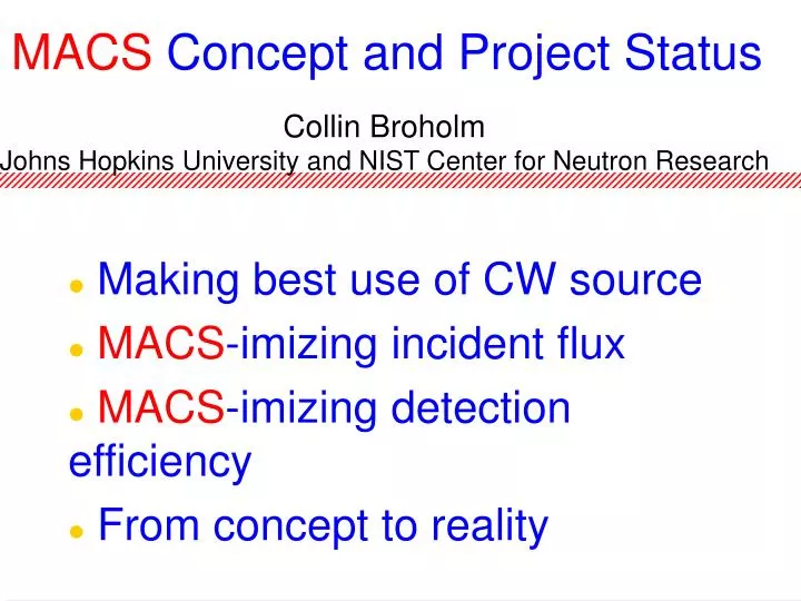 macs concept and project status