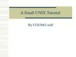 A Small UNIX Tutorial