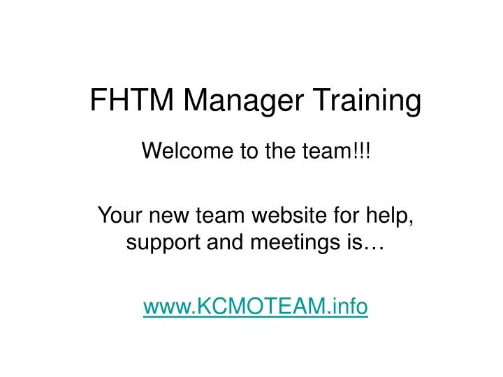 fhtm manager training
