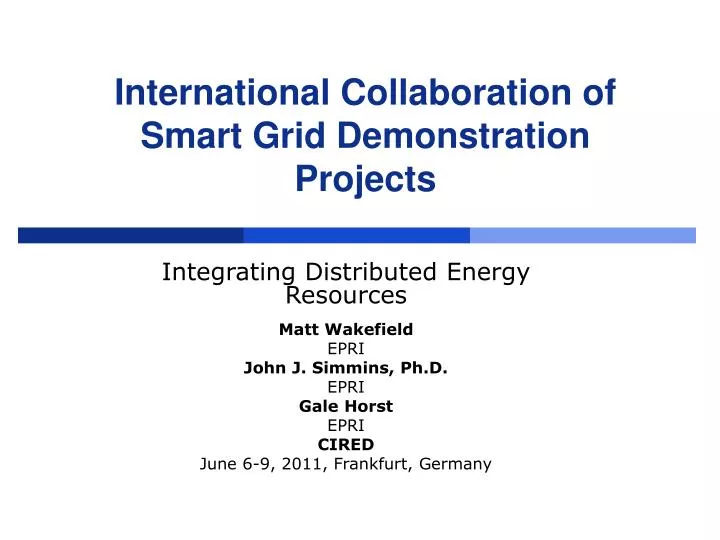 international collaboration of smart grid demonstration projects