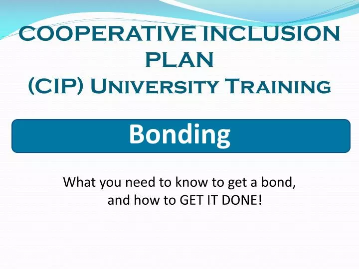 cooperative inclusion plan cip university training