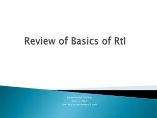 Review of Basics of RtI