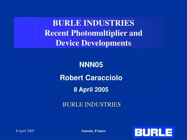 burle industries recent photomultiplier and device developments