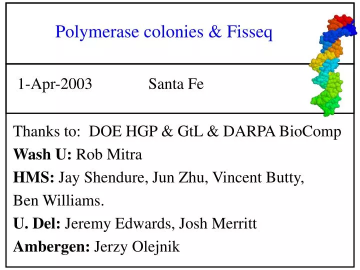 polymerase colonies fisseq