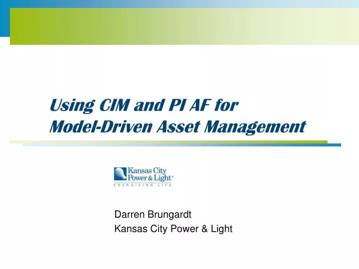 using cim and pi af for model driven asset management
