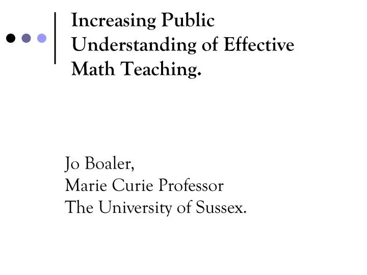increasing public understanding of effective math teaching
