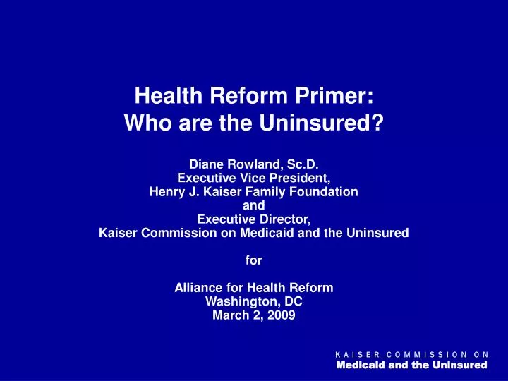 health reform primer who are the uninsured