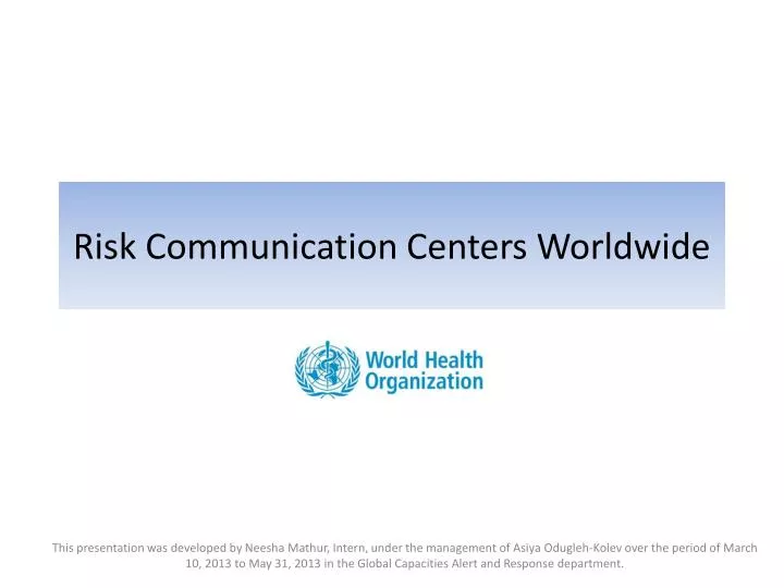 risk communication centers worldwide