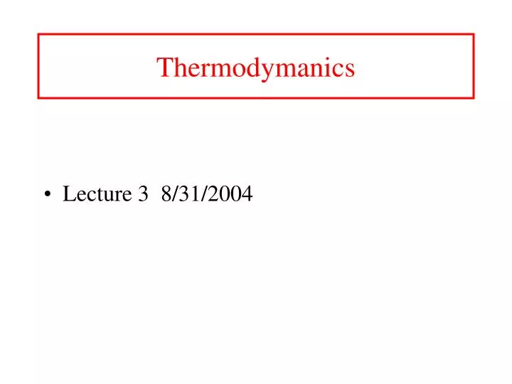 thermodymanics