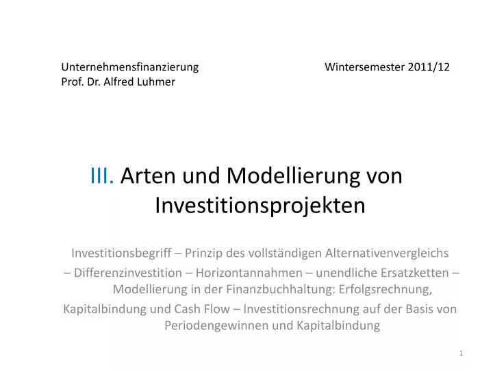 iii arten und modellierung von investitionsprojekten