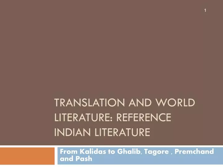translation and world literature reference indian literature