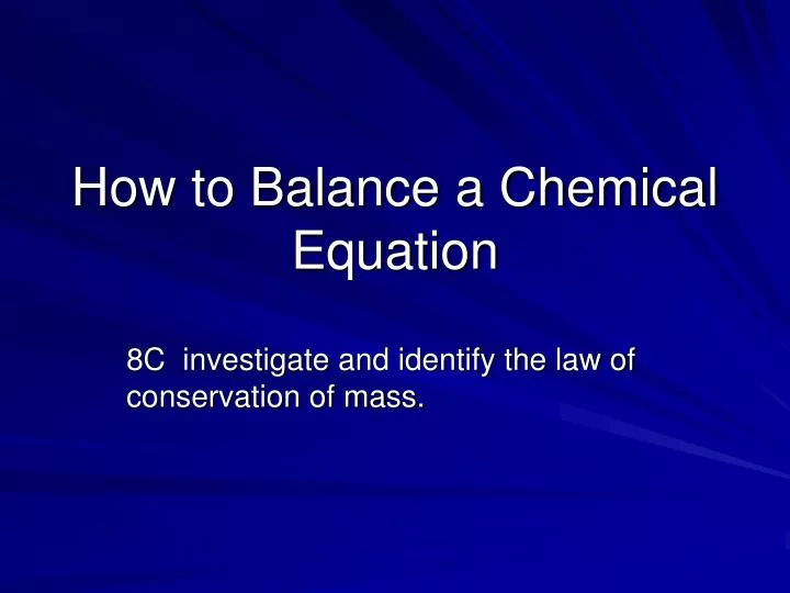 how to balance a chemical equation