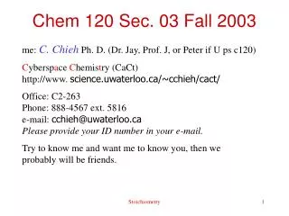Chem 120 Sec. 03 Fall 2003