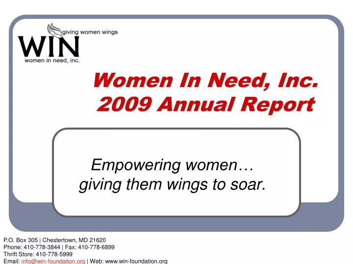 women in need inc 2009 annual report