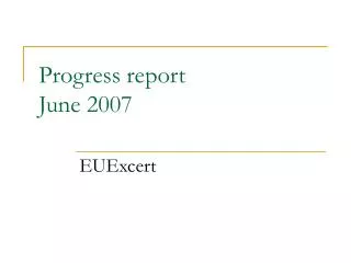 Progress report June 2007