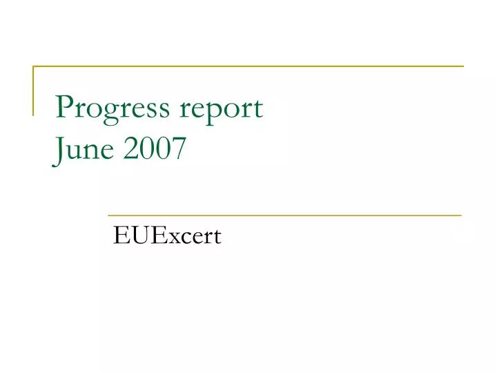 progress report june 2007