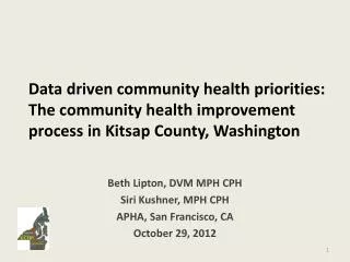 Beth Lipton, DVM MPH CPH Siri Kushner, MPH CPH APHA, San Francisco, CA October 29, 2012