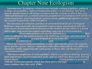 Chapter Nine Ecologism