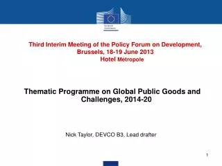 Thematic Programme on Global Public Goods and Challenges, 2014-20