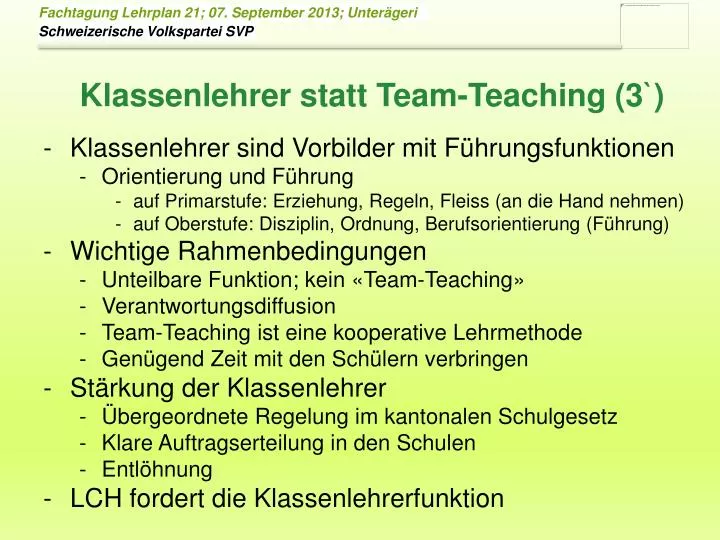 klassenlehrer statt team teaching 3