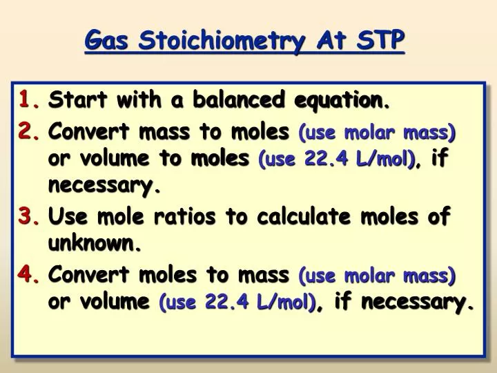 gas stoichiometry at stp