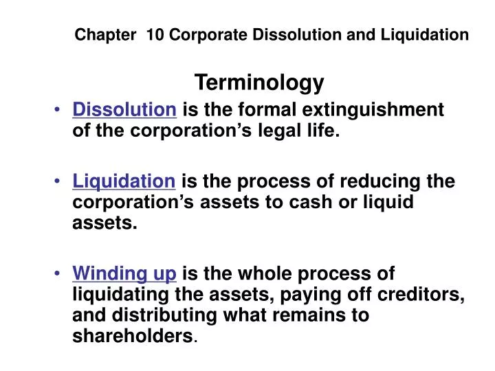 chapter 10 corporate dissolution and liquidation