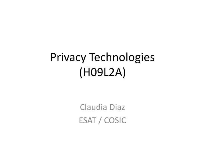 privacy technologies h09l2a