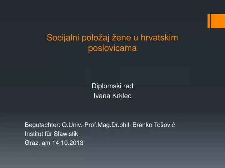 socijalni polo aj ene u hrvatskim poslovicama