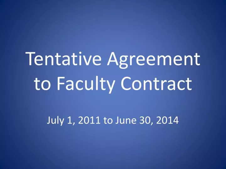 tentative agreement to faculty contract