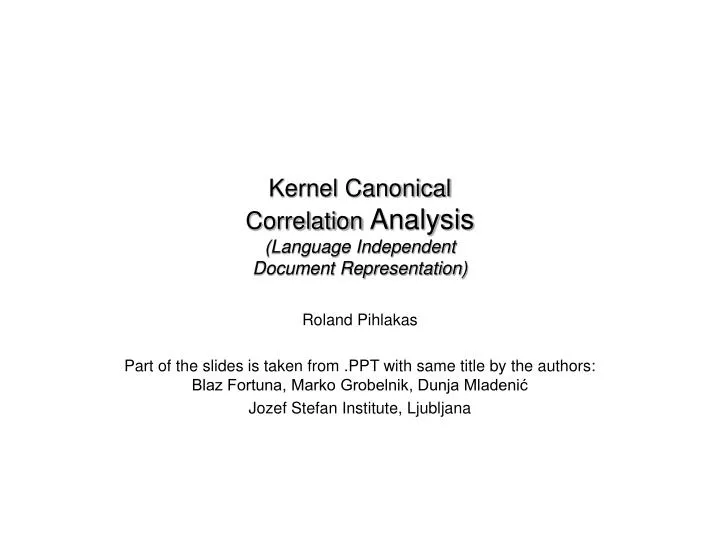 kernel canonical correlation analysis language independent document representation