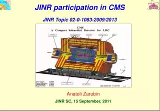 JINR participation in CMS JINR Topic 02-0-1083-2009/2013