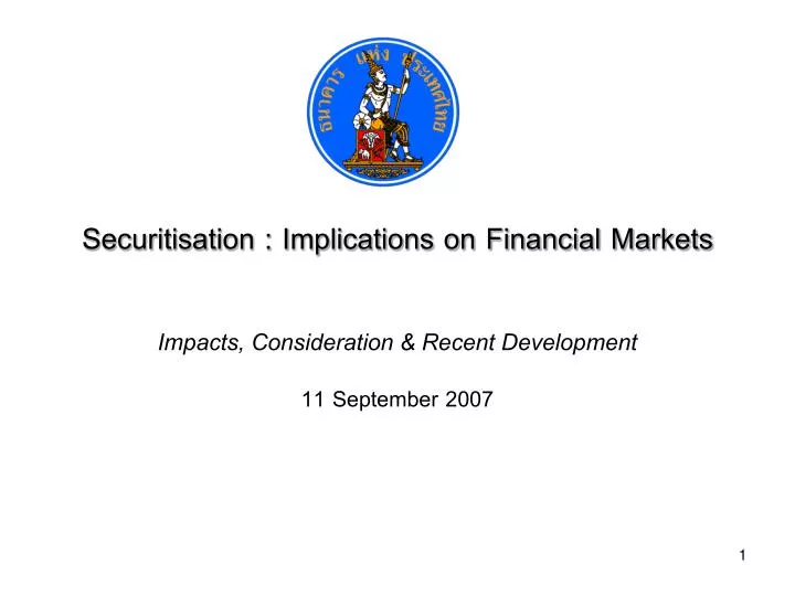 securitisation implications on financial markets