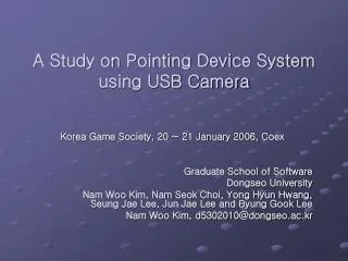 a study on pointing device system using usb camera