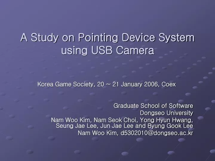 a study on pointing device system using usb camera
