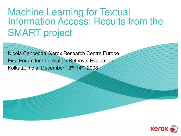 machine learning for textual information access results from the smart project