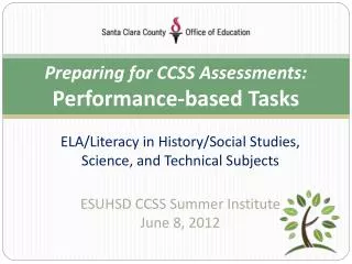Preparing for CCSS Assessments: Performance-based Tasks