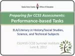 Preparing for CCSS Assessments: Performance-based Tasks - slide 1