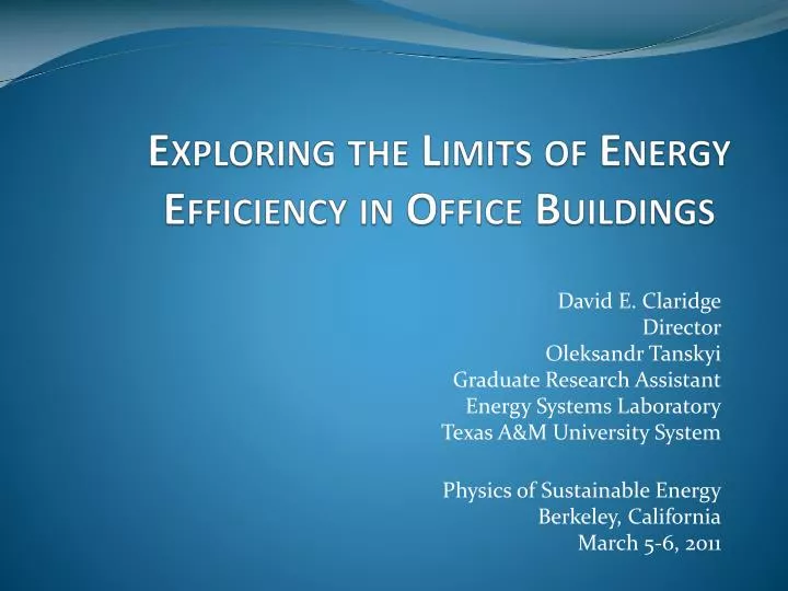 exploring the limits of energy efficiency in office buildings